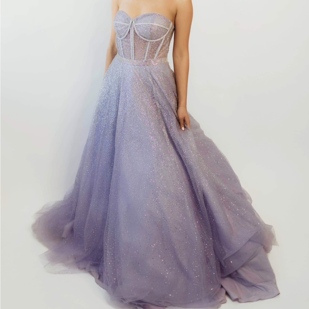 Strapless Lavender Sparkle Prom/Pageant Gown